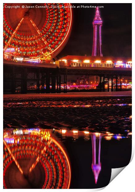Blackpool Tower And The wheel Print by Jason Connolly
