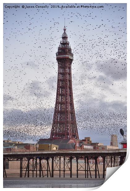 Starlings At The Tower. Print by Jason Connolly