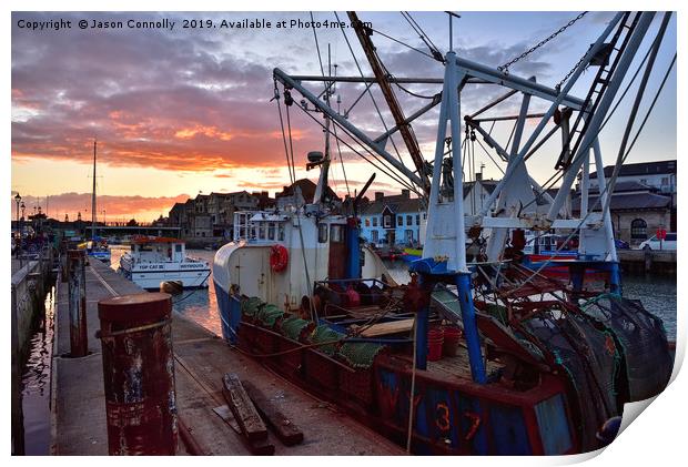 Weymouth At Sunset Print by Jason Connolly