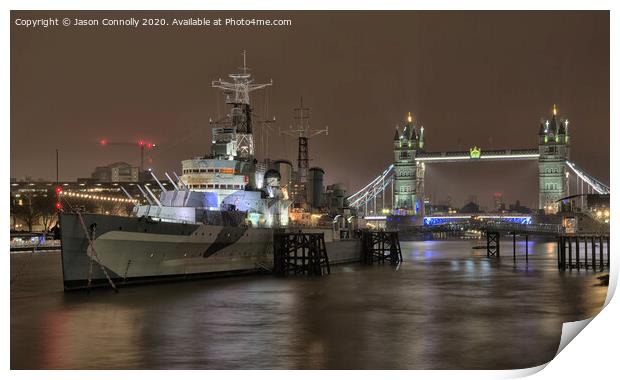 HMS Belfast London. Print by Jason Connolly