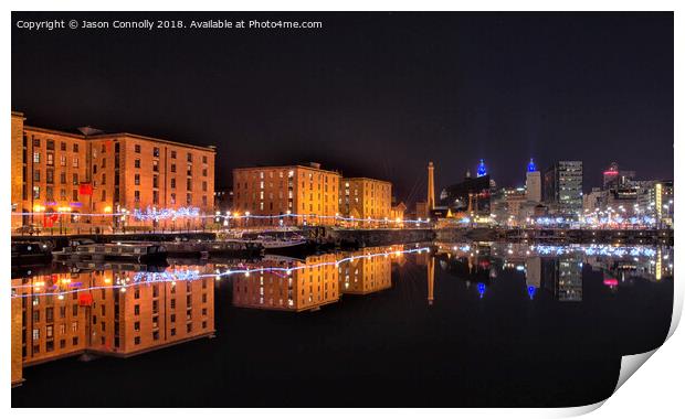Liverpool City Night Reflections. Print by Jason Connolly
