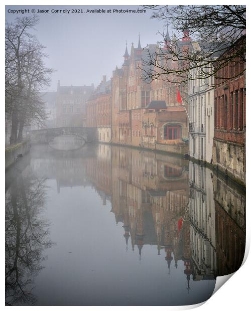 Morning Mist, Bruges. Print by Jason Connolly