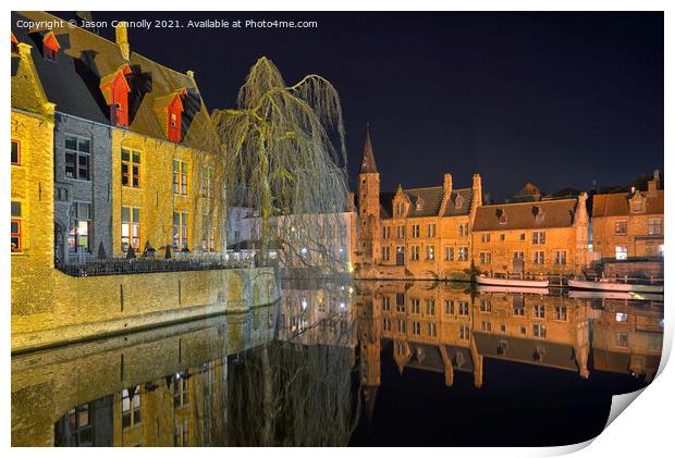 Bruges By Night. Print by Jason Connolly