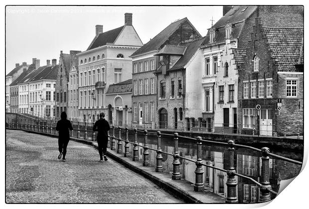 Bruges In Black And White. Print by Jason Connolly