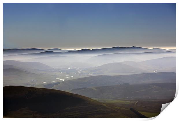 Misty Lanarkshire View Print by Tom Gomez