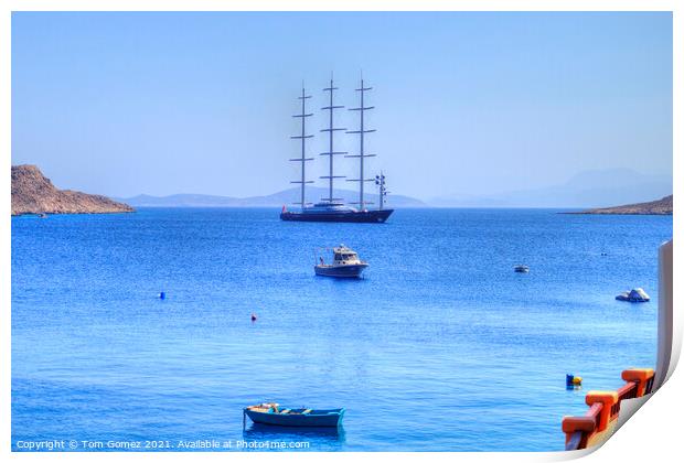 Black Pearl in Nimborio Bay Print by Tom Gomez