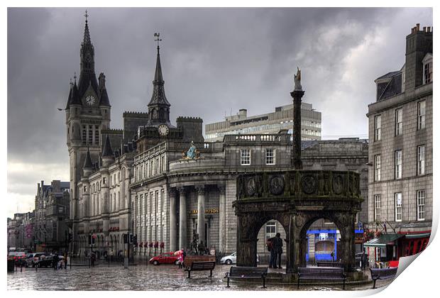 The Castlegate in the driving rain Print by Tom Gomez