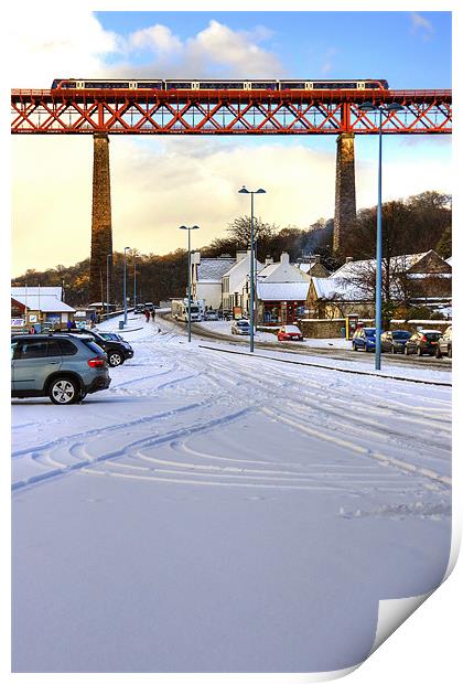 Queensferry Promenade in the snow Print by Tom Gomez