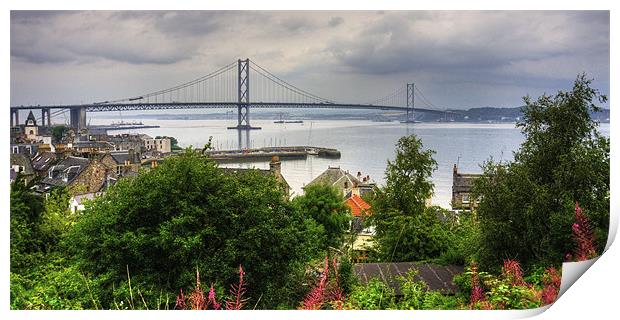 Queensferry and Road Bridge Print by Tom Gomez