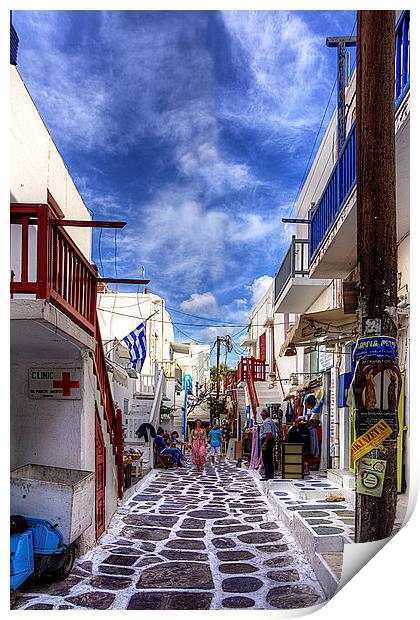 Market Day in Mykonos Print by Tom Gomez