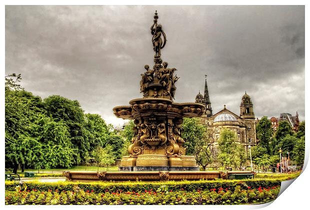 Ross Fountain and St Cuthbert's Church Print by Tom Gomez