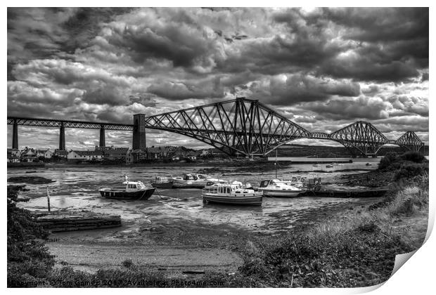 Low Tide in North Queensferry - B&W Print by Tom Gomez