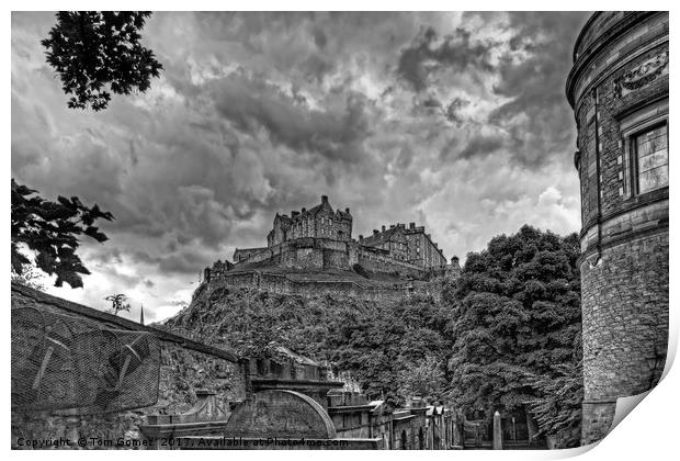 The Castle from St Cuthberts - B&W Print by Tom Gomez
