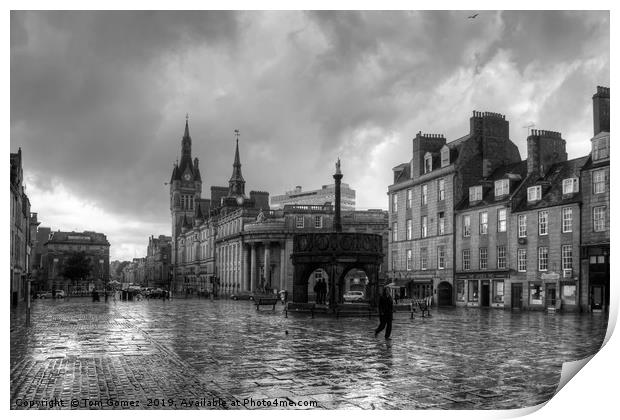 Aberdeen in the rain - B&W Print by Tom Gomez