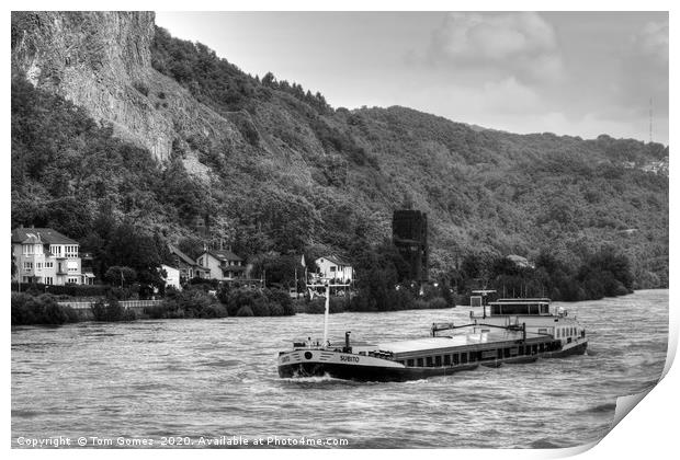 Barge on the Rhine - B&W Print by Tom Gomez