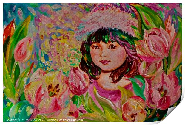 Yumi Sugai. A girl in a tulip. Aina. Print by Yumi Sugai