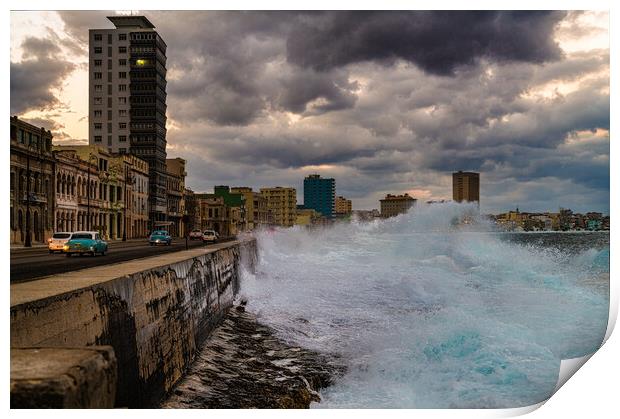 High Seas On The Malecón Print by Chris Lord