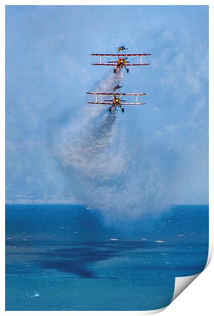 Stearman Biplanes At Eastbourne Print by Chris Lord