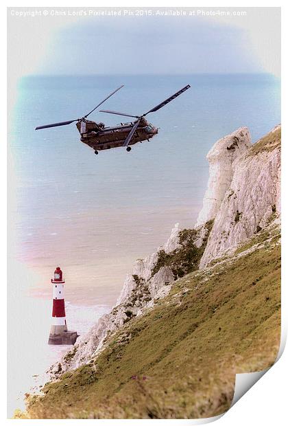 A Chinook At Beachy Head Print by Chris Lord