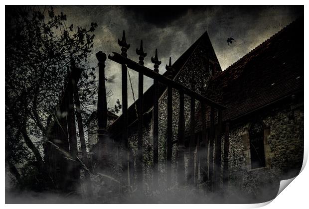 Spooky Misty Graveyard Print by Chris Lord