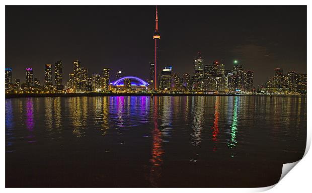 Toronto By Night Print by Lynne Morris (Lswpp)