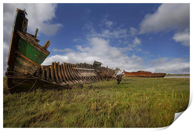  Old boat wrecks Print by Eddie John