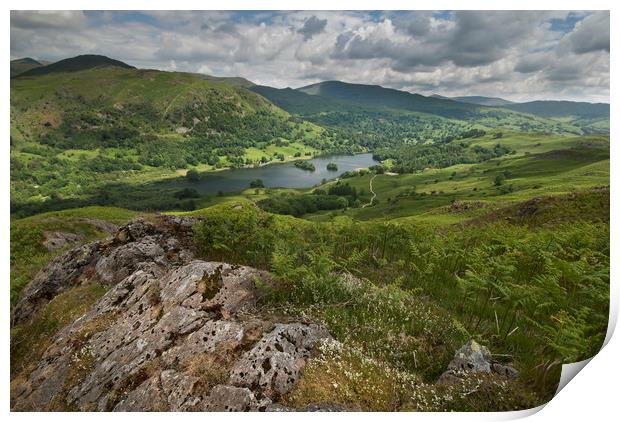 Rydal water from Loughrigg fell Print by Eddie John
