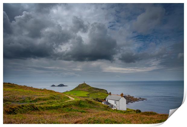 Overcast skies at Cape Cornwall  Print by Eddie John