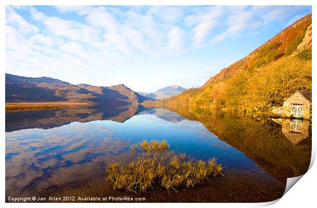 Llyn Dinas in Autumn Print by Jan Allen