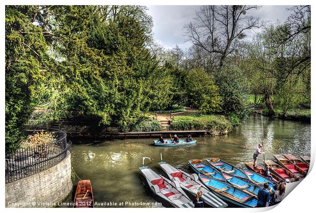 Punts on the river Cherwell Print by Victoria Limerick