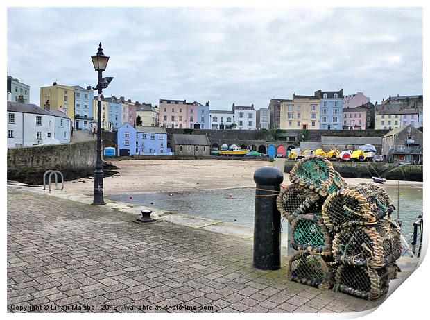 Tenby Harbour. Print by Lilian Marshall