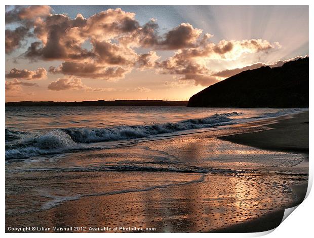 Sunrise over Carbis Bay Print by Lilian Marshall