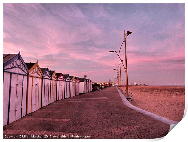 Great Yarmouth Beach Huts. Print by Lilian Marshall