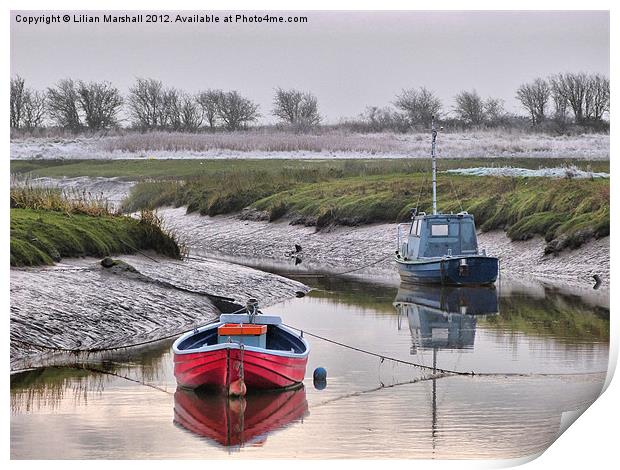 Frosty day at Glasson Dock. Print by Lilian Marshall