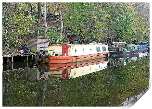 Rochdale Canal at Hebden Bridge. Print by Lilian Marshall