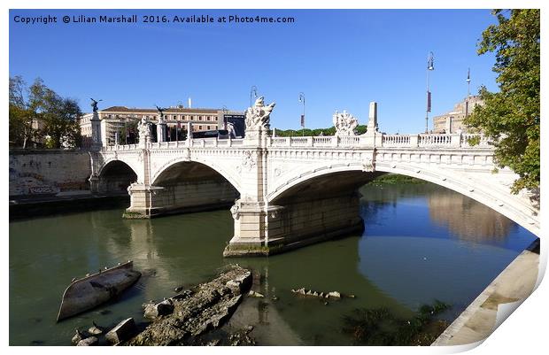 Ponte Vittorio Emanuele 11 Bridge. Print by Lilian Marshall