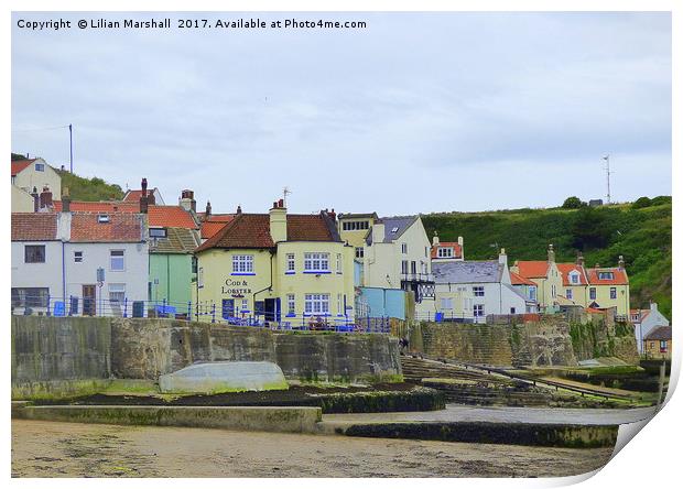 Cod and Lobster Staithes. Print by Lilian Marshall