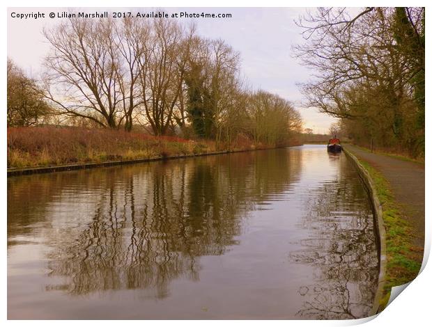 Lancaster Canal, Garstang.  Print by Lilian Marshall