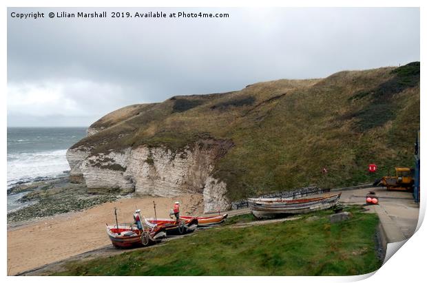 North Landing Flamborough  Head.   Print by Lilian Marshall