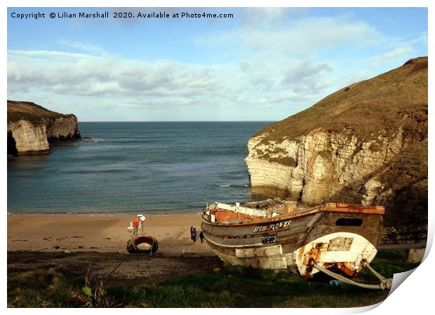 Flamborough Head Yorkshire.  Print by Lilian Marshall