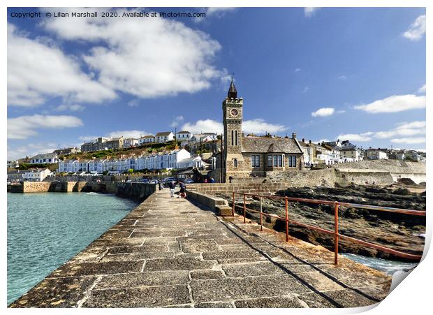 Porthleven Harbour. Print by Lilian Marshall