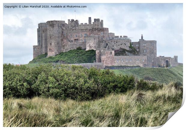 bamburgh Castle. Northumberland.  Print by Lilian Marshall