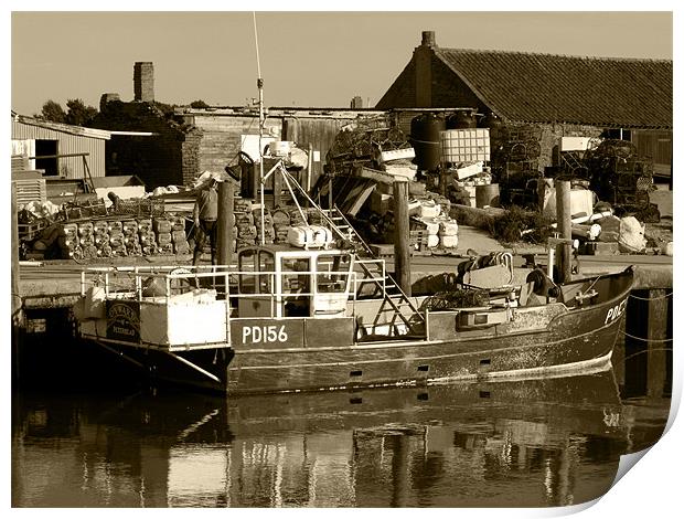 Brancaster Fishing Boat Print by justin rafftree