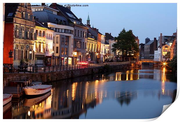 GHENT BY NIGHT  Print by andrew saxton