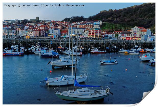 SCARBOROUGH'S  BOATS Print by andrew saxton