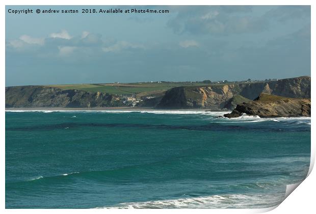 THE NEWQUAY COAST Print by andrew saxton