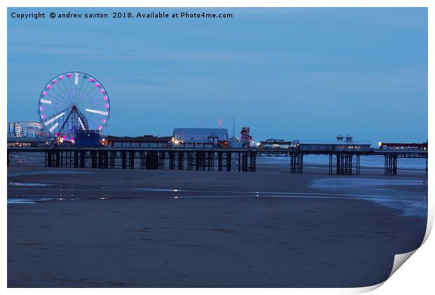 PIER IN LIGHTS Print by andrew saxton