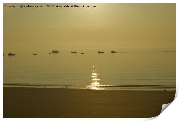 BOAT SUNRISE Print by andrew saxton