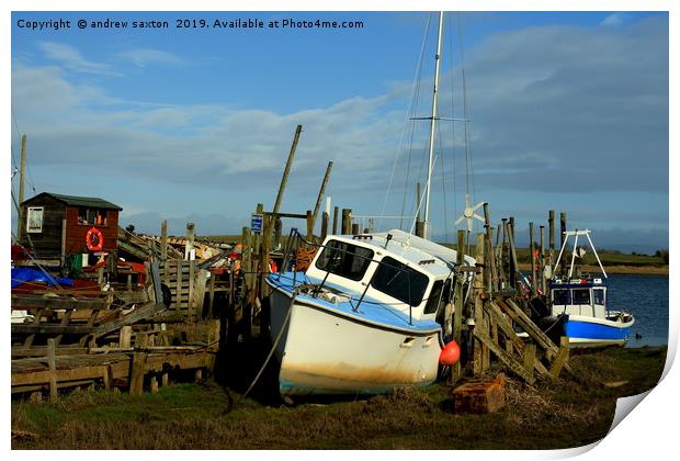 BOAT YARD Print by andrew saxton