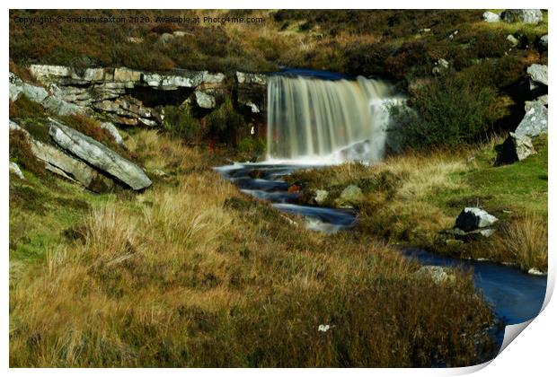 waterfall to water Print by andrew saxton